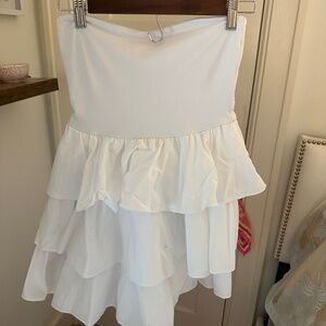 Susana Monaco White Ruffle Tiered Tube Bubble Dress